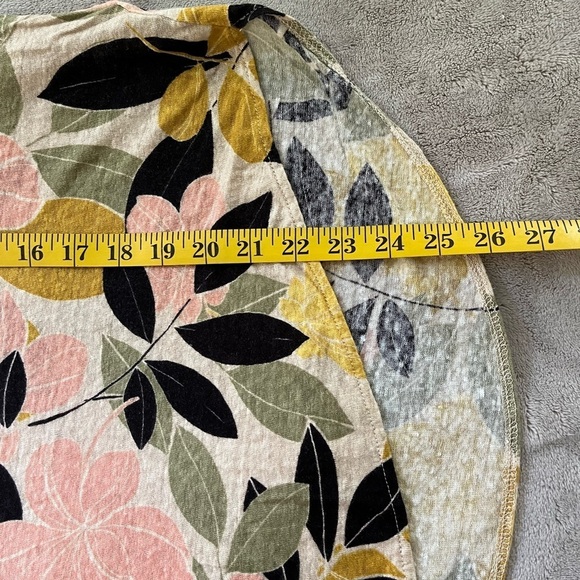 Rachel Zoe 100% Linen Floral V Neck 3/4 Sleeve High Low Shirt Top Size 1X - Picture 8 of 8